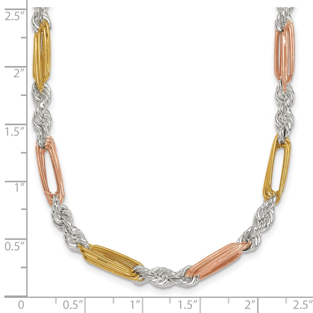 SS Rose/Gold-tone Polished 4.5mm Figaro Rope Bracelet