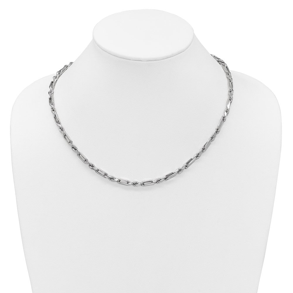 Sterling Silver Rhodium-plated Polished Figaro Rope 4.75mm Bracelet
