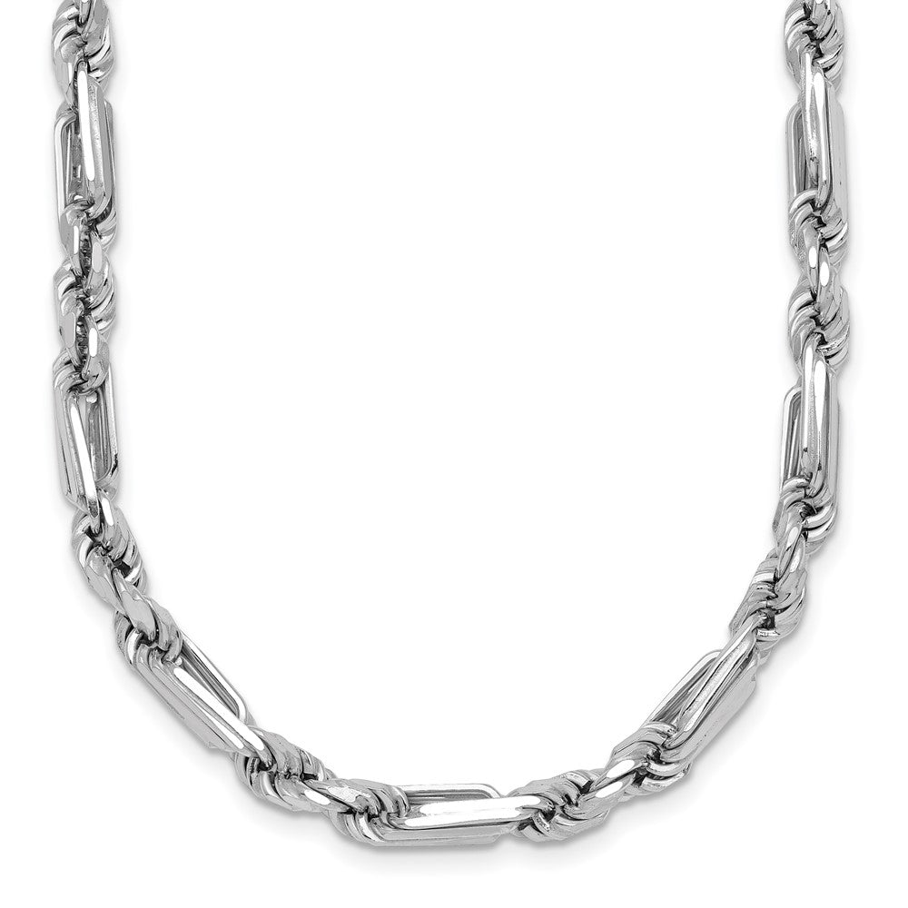 Sterling Silver Rhodium-plated Polished Figaro Rope 4.75mm Bracelet