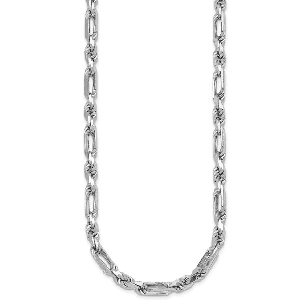 Sterling Silver Rhodium-plated Polished Figaro Rope 5.5mm Bracelet