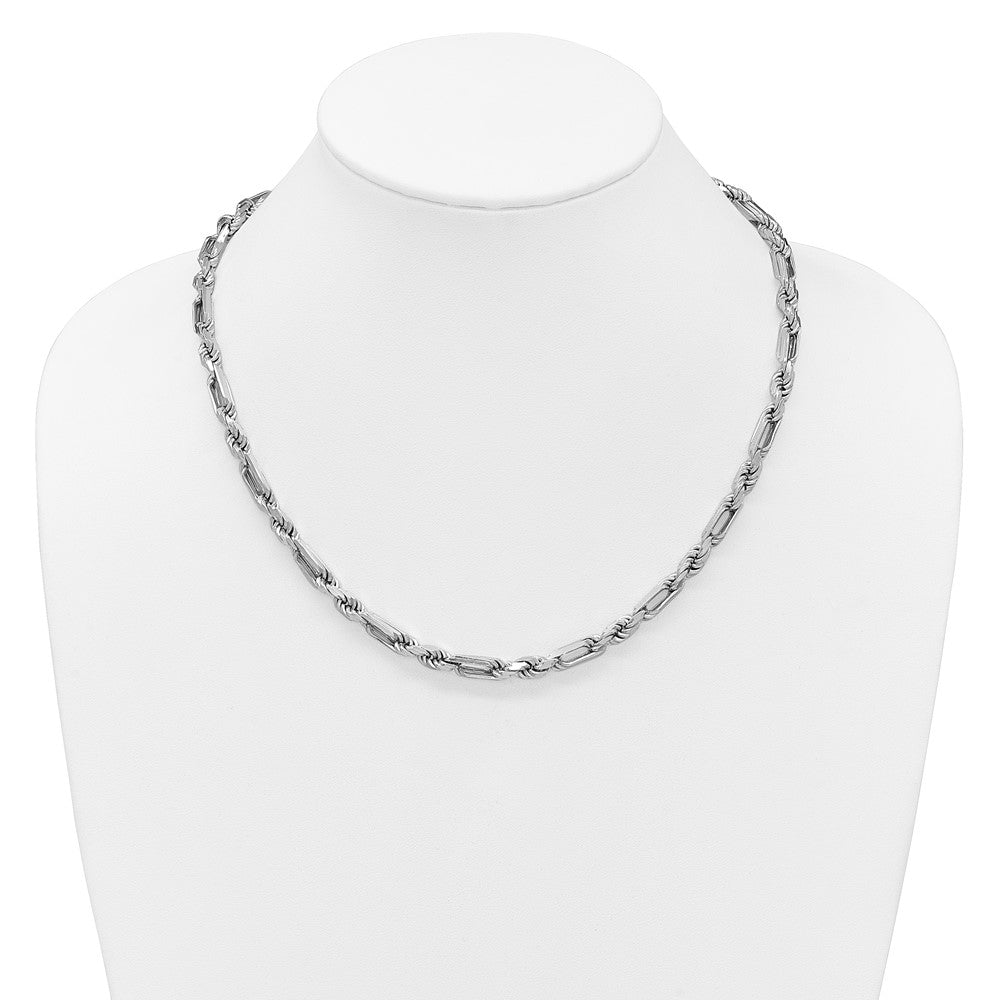 Sterling Silver Rhodium-plated Polished Figaro Rope 5.5mm Bracelet