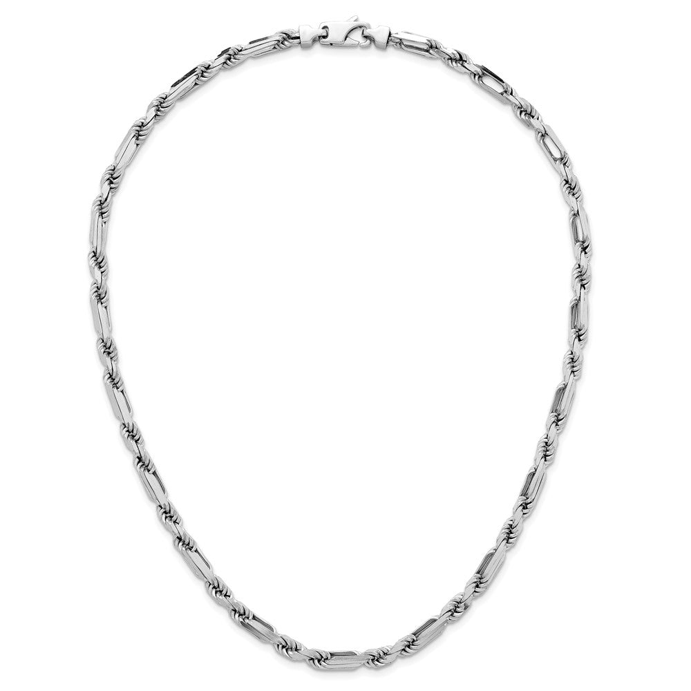 Sterling Silver Rhodium-plated Polished Figaro Rope 5.5mm Bracelet