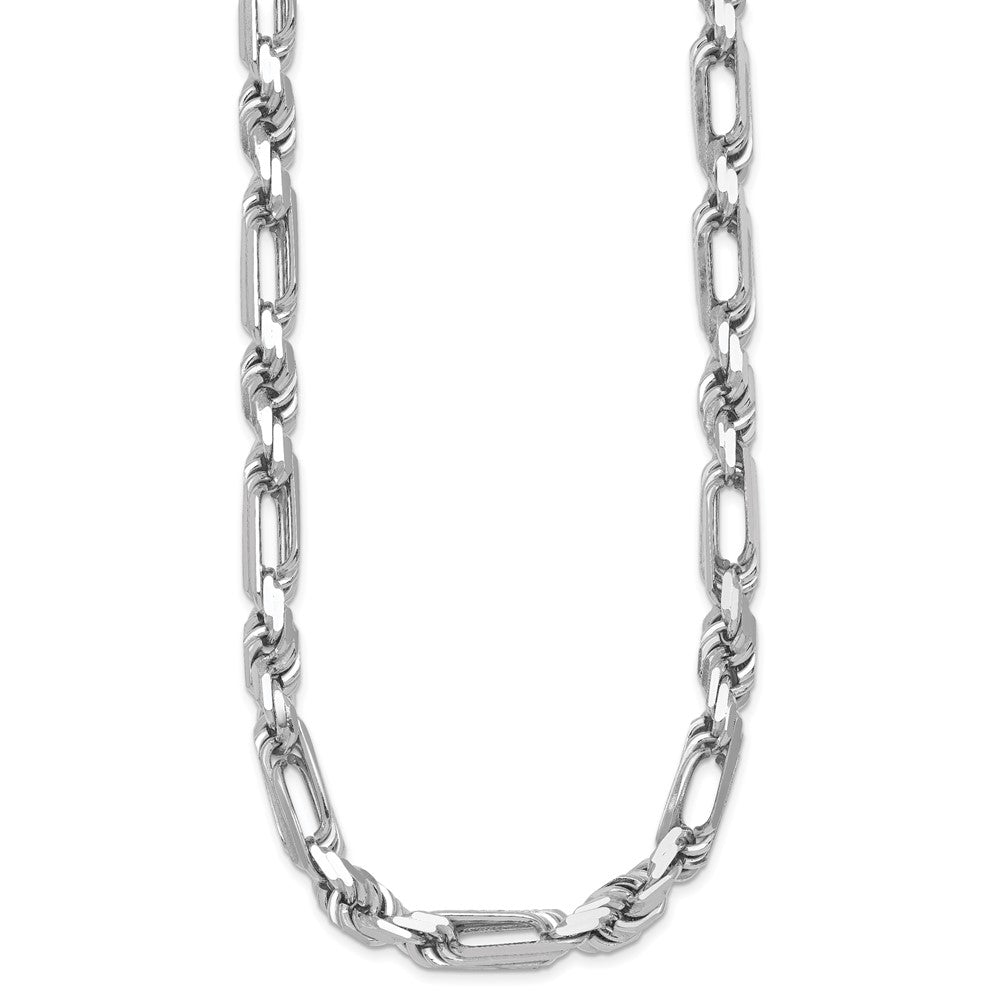 Sterling Silver Rhodium-plated Polished Figaro Rope 8mm Bracelet