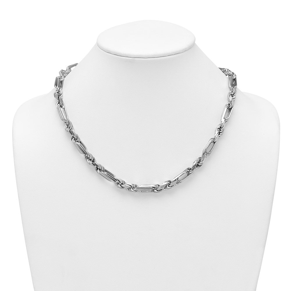 Sterling Silver Rhodium-plated Polished Figaro Rope 8mm Bracelet