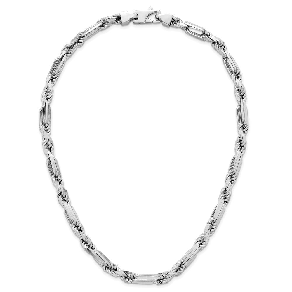 Sterling Silver Rhodium-plated Polished Figaro Rope 8mm Bracelet