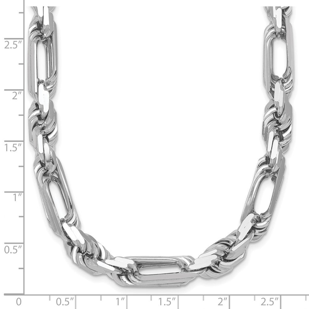 Sterling Silver Rhodium-plated Polished Figaro Rope 8mm Bracelet