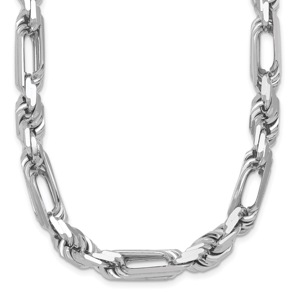 Sterling Silver Rhodium-plated Polished Figaro Rope 8mm Bracelet