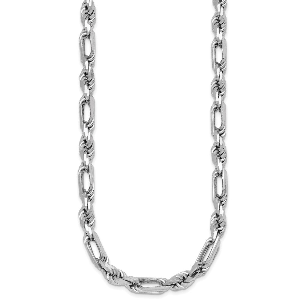 Sterling Silver Rhodium-plated Polished Figaro Rope 7mm Bracelet