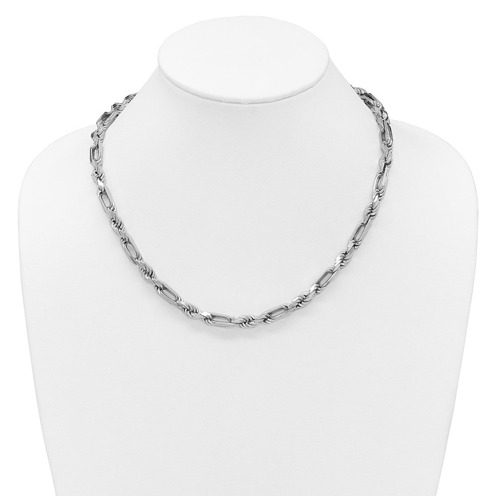 Sterling Silver Rhodium-plated Polished Figaro Rope 7mm Bracelet