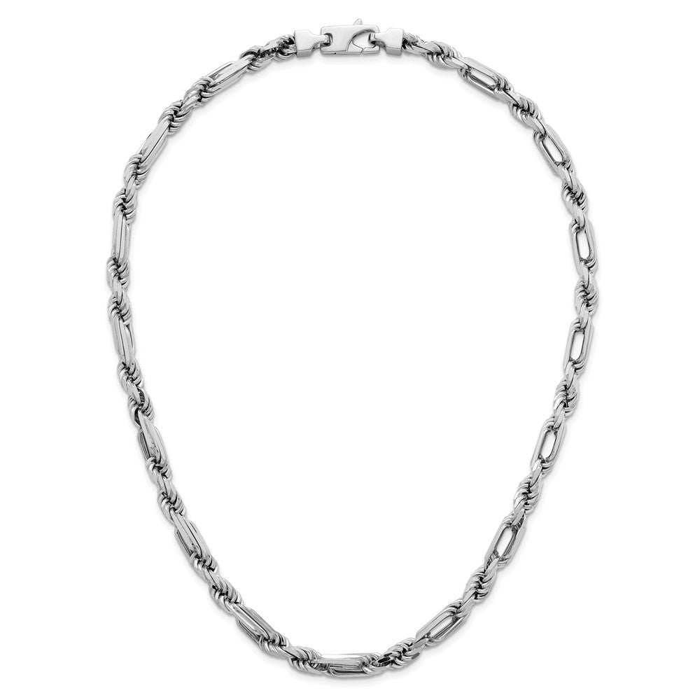 Sterling Silver Rhodium-plated Polished Figaro Rope 7mm Bracelet