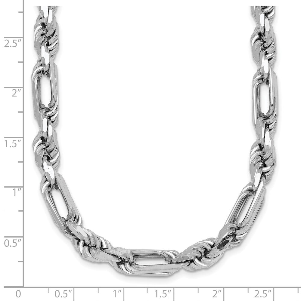 Sterling Silver Rhodium-plated Polished Figaro Rope 7mm Bracelet