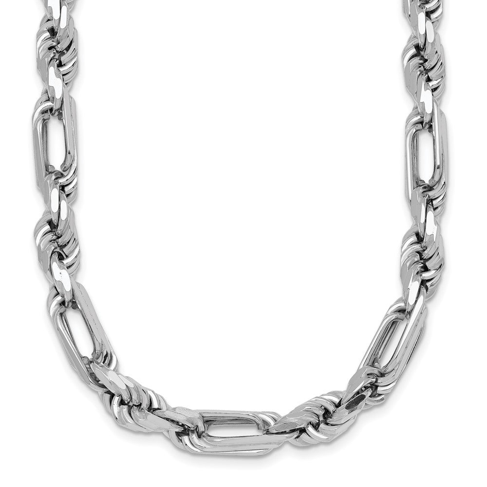 Sterling Silver Rhodium-plated Polished Figaro Rope 7mm Bracelet