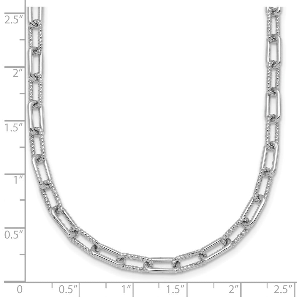 Sterling Silver Rhodium-plated Twisted Link w/ Ext Bracelet