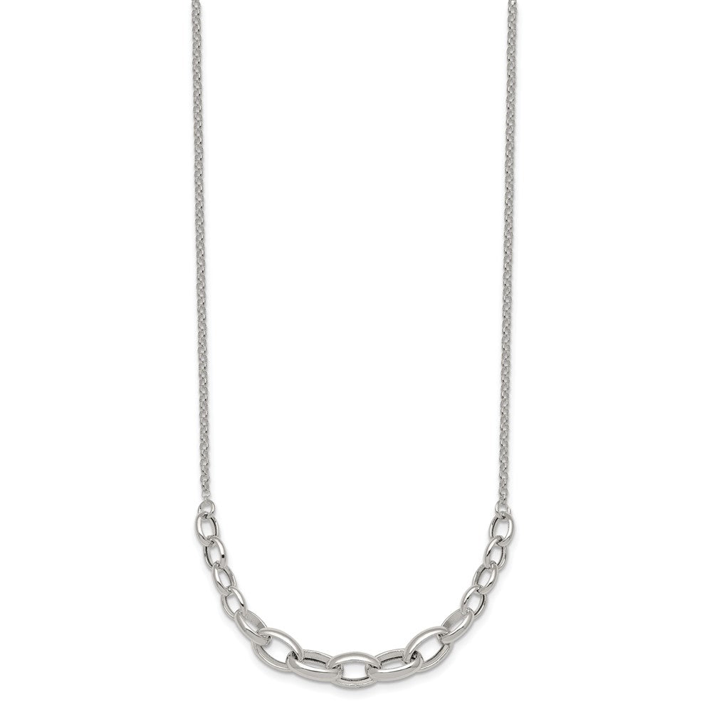 Sterling Silver Polished Graduated Cable w/ Ext Bracelet