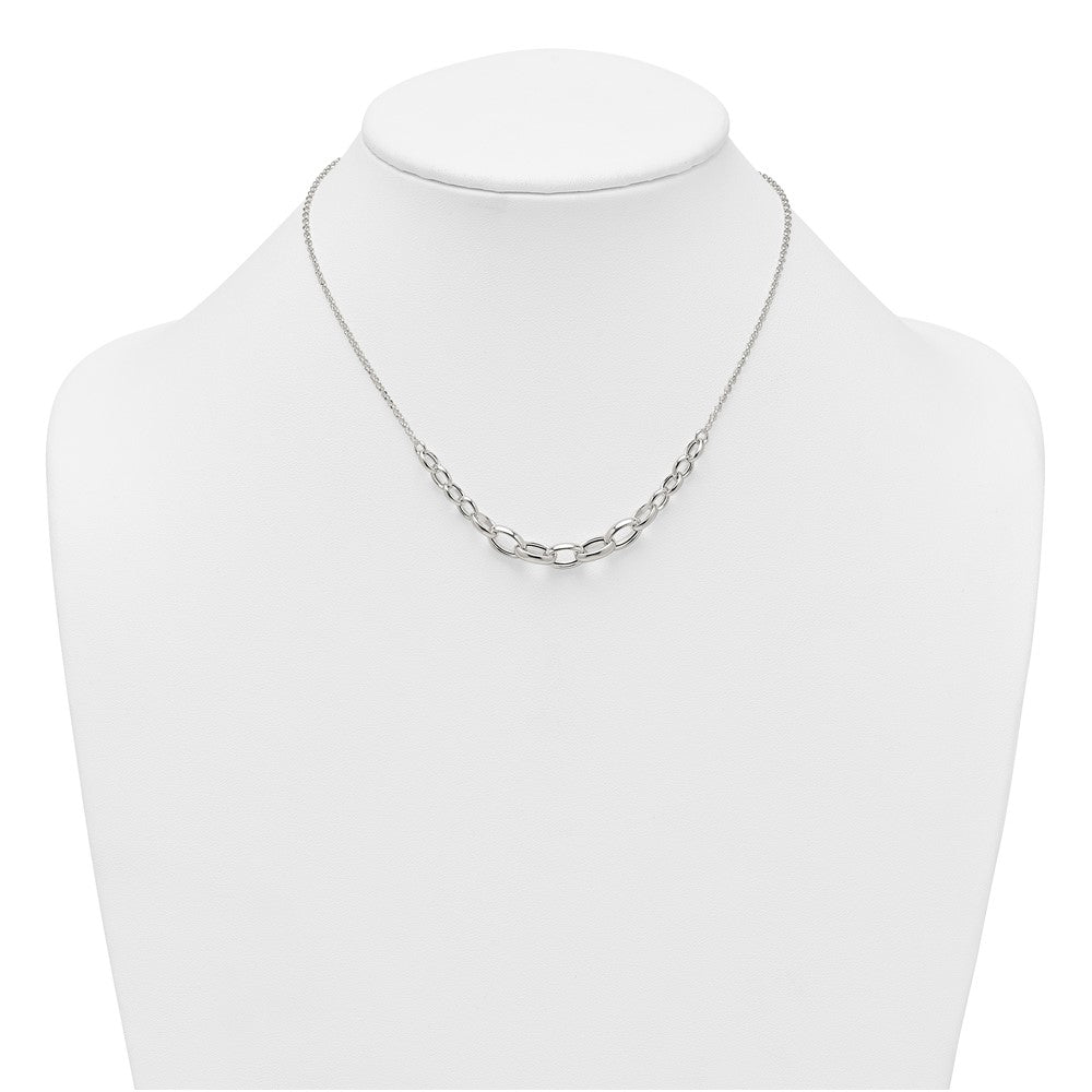 Sterling Silver Polished Graduated Cable w/ Ext Bracelet
