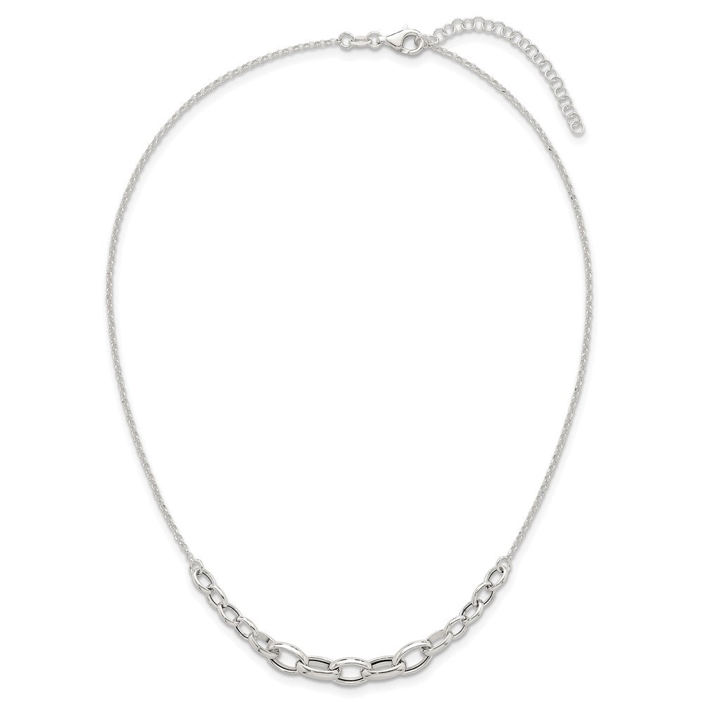 Sterling Silver Polished Graduated Cable w/ Ext Bracelet