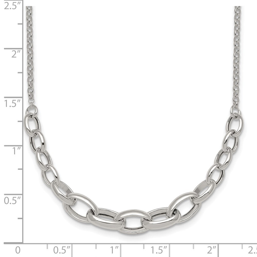 Sterling Silver Polished Graduated Cable w/ Ext Bracelet