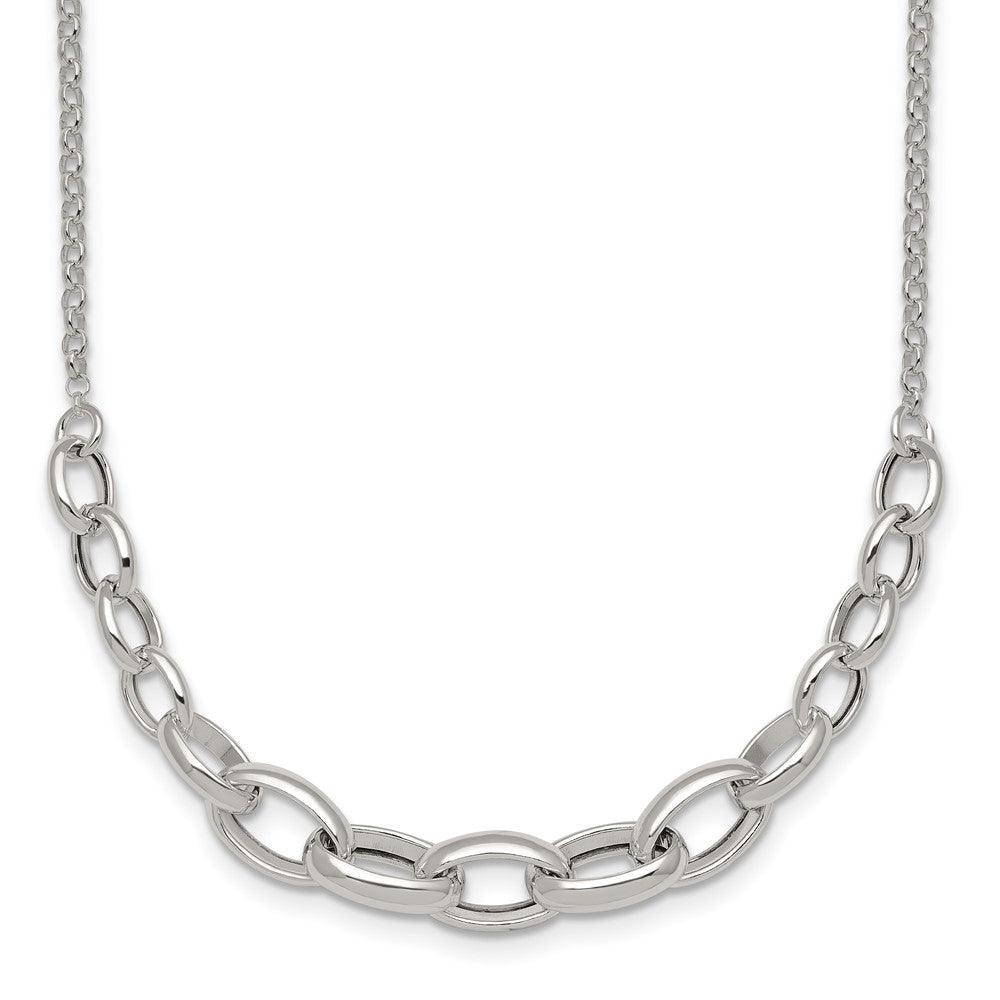 Sterling Silver Polished Graduated Cable w/ Ext Bracelet
