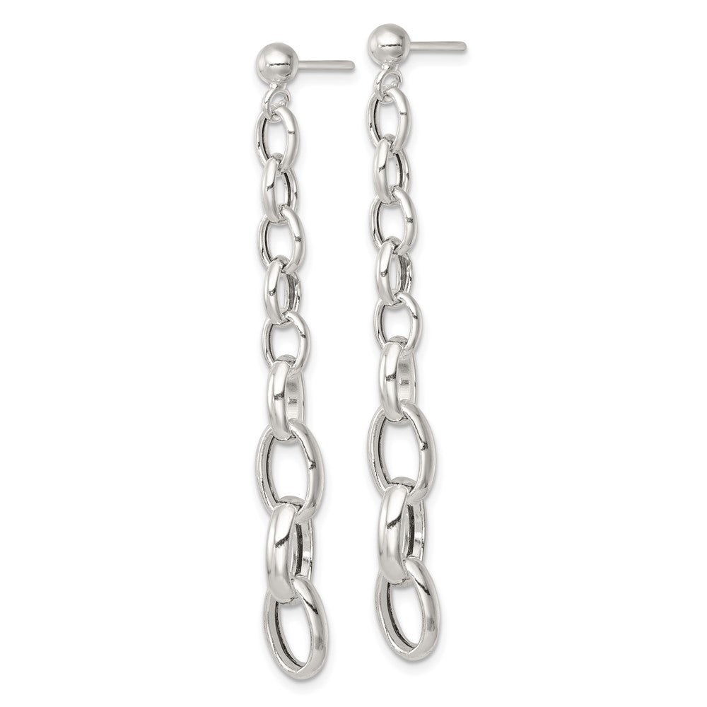Sterling Silver Polished Graduated Link Post Dangle Earrings