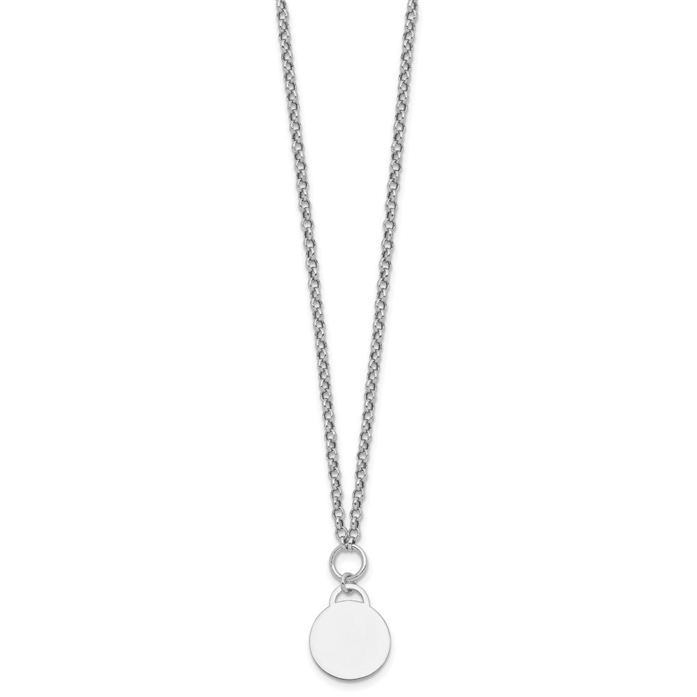 Sterling Silver Rhodium-plated Polished 7 w/ ext Round Disc Bracelet