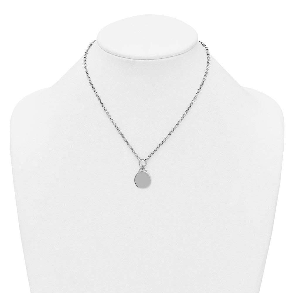 Sterling Silver Rhodium-plated Polished 7 w/ ext Round Disc Bracelet
