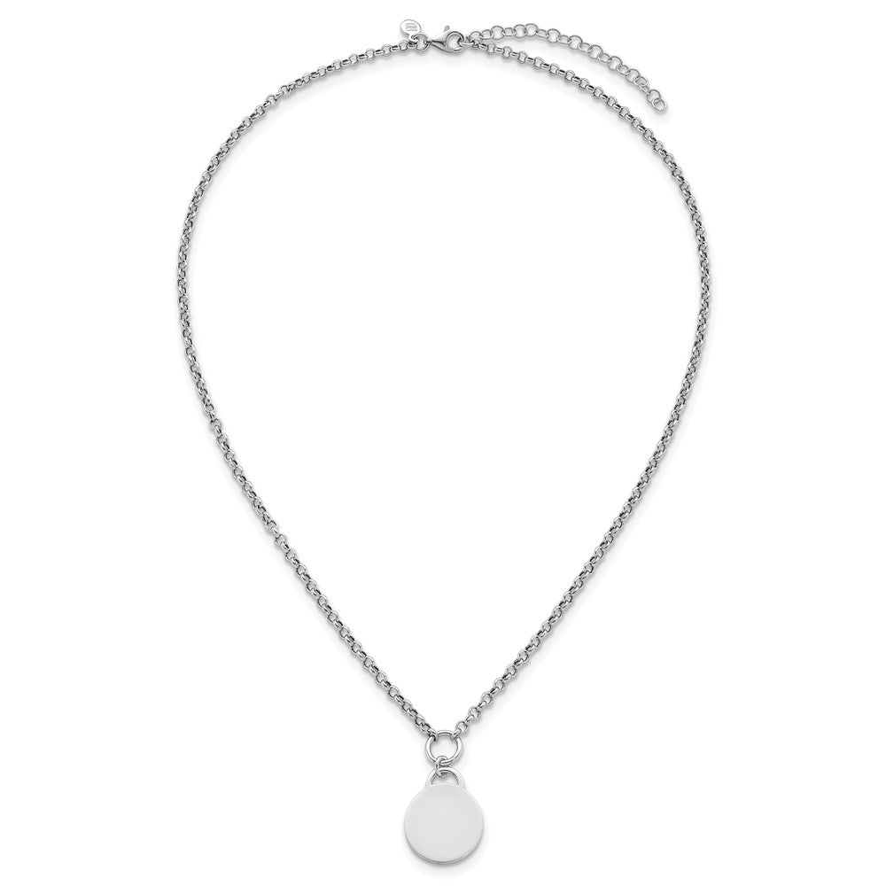 Sterling Silver Rhodium-plated Polished 7 w/ ext Round Disc Bracelet