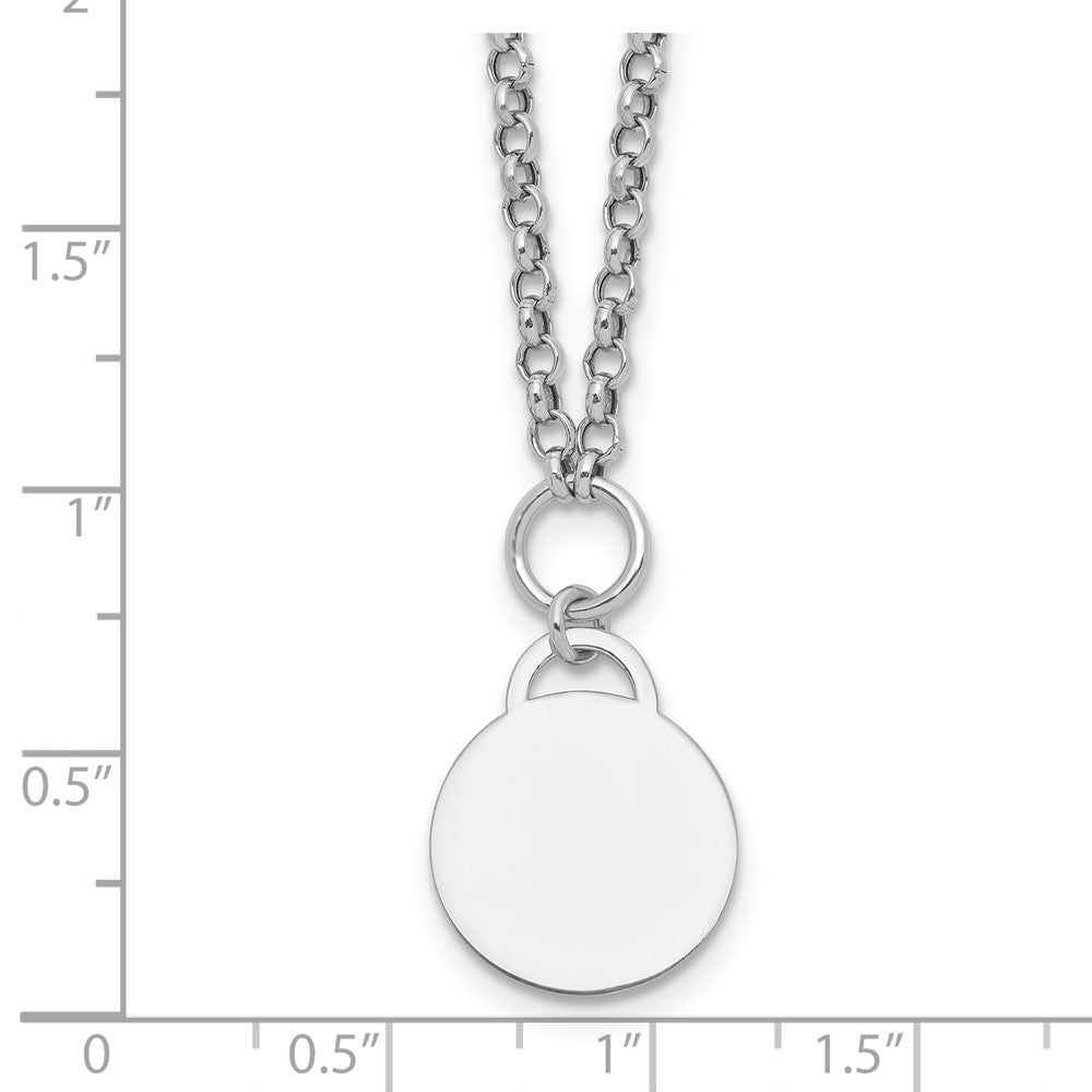Sterling Silver Rhodium-plated Polished 7 w/ ext Round Disc Bracelet