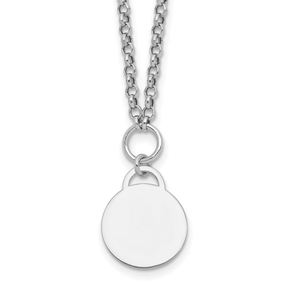 Sterling Silver Rhodium-plated Polished 7 w/ ext Round Disc Bracelet