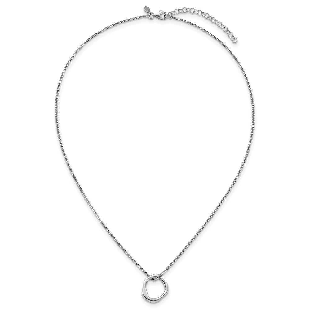 Sterling Silver Rhodium-plated Polished 7 w/ ext Abstract 2-Strand Brace