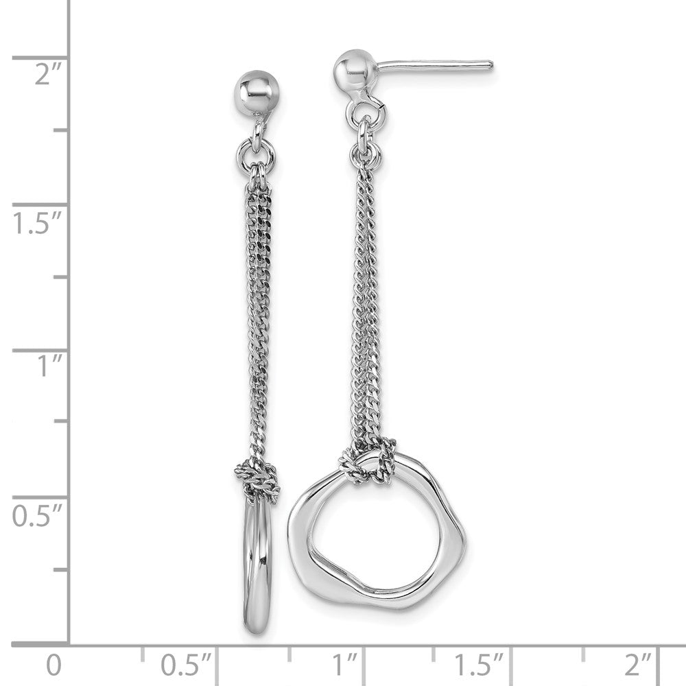 Sterling Silver Rhodium-plated Polished Abstract Post Dangle Earrings