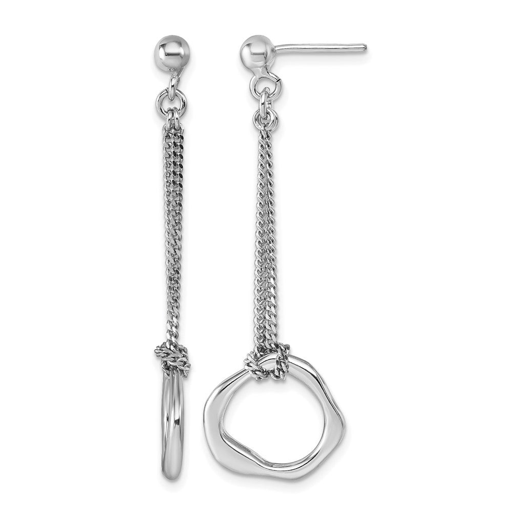 Sterling Silver Rhodium-plated Polished Abstract Post Dangle Earrings