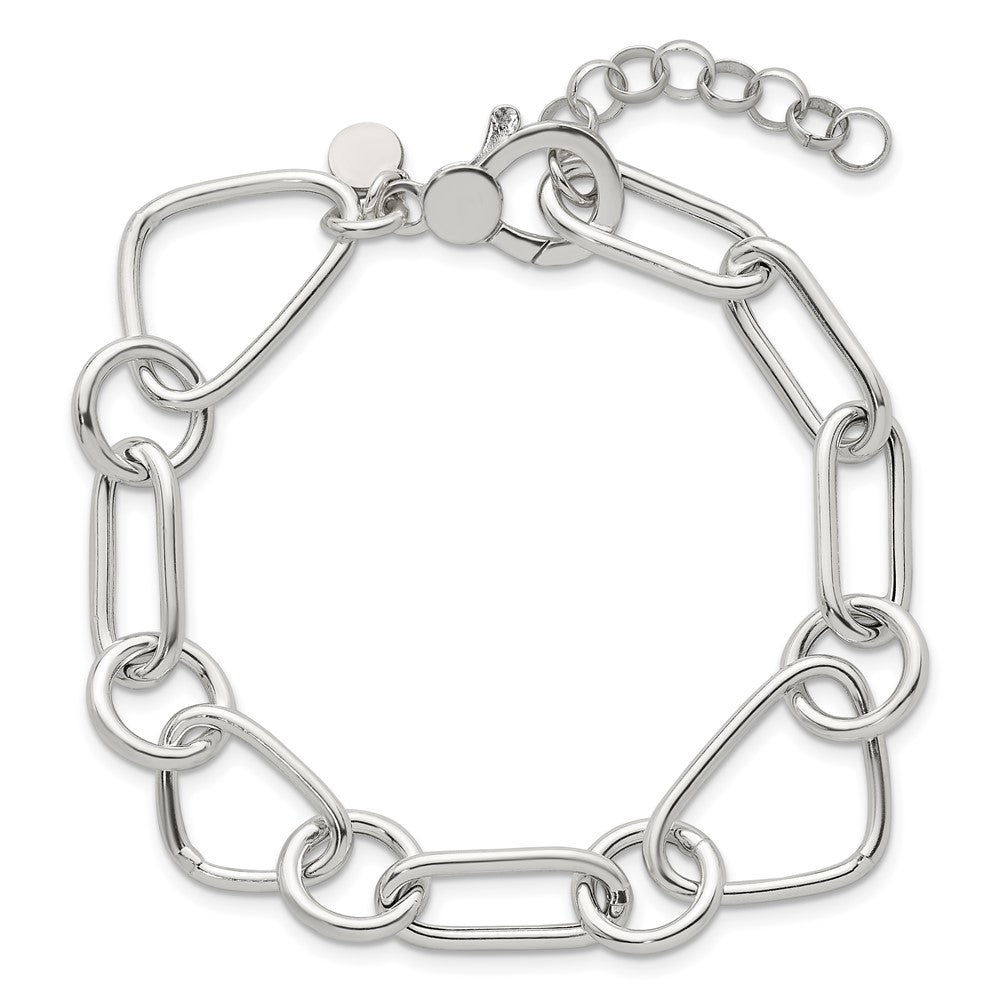 Sterling Silver Polished w/ Ext Fancy Link Bracelet