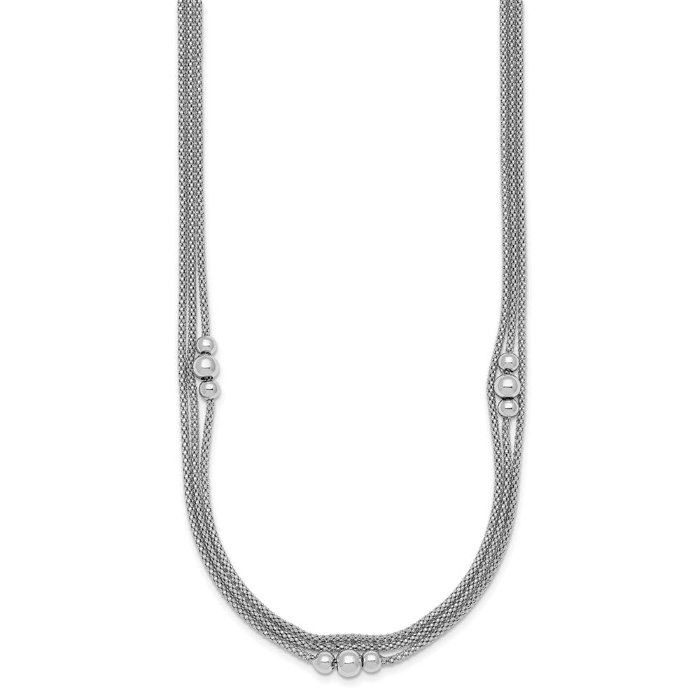 Sterling Silver Rhodium-plated Three Strand w/. ext. Bracelet