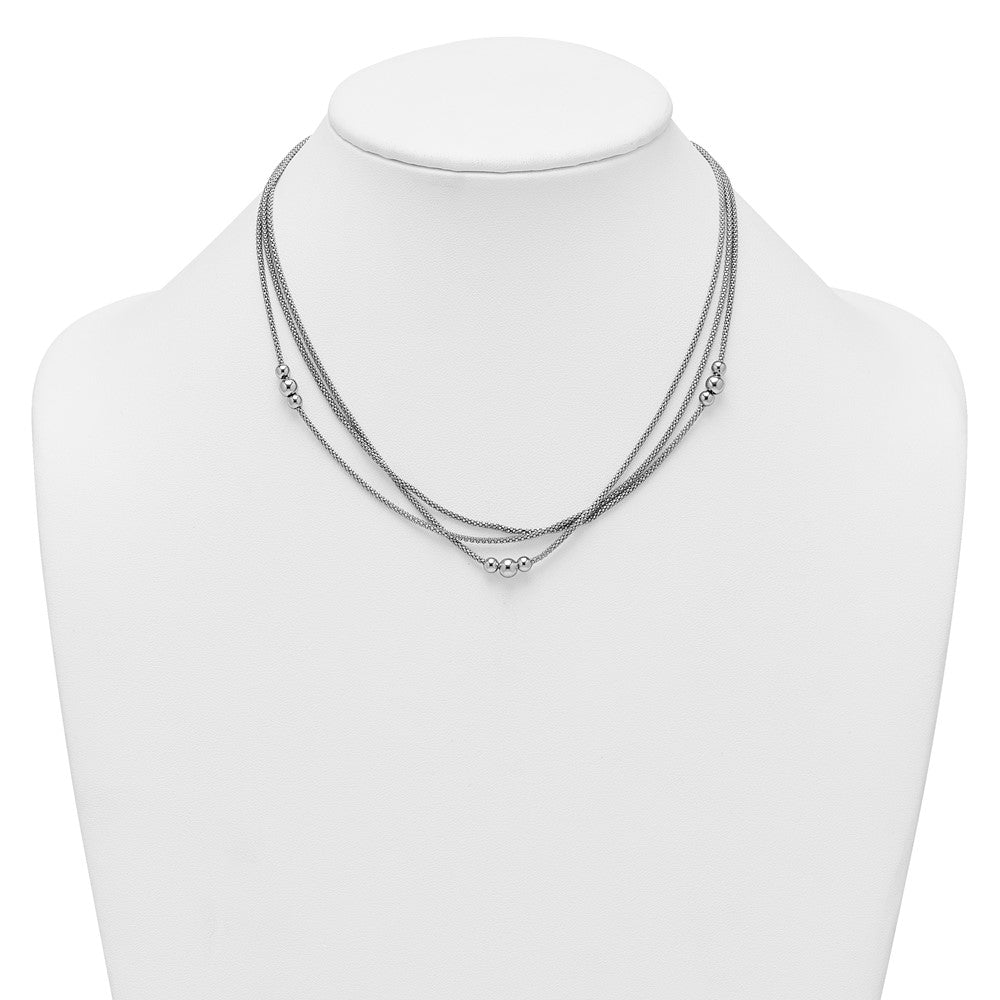 Sterling Silver Rhodium-plated Three Strand w/. ext. Bracelet