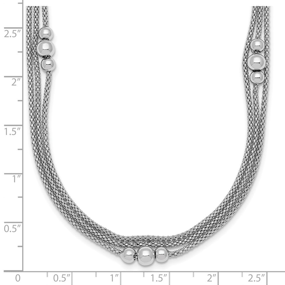 Sterling Silver Rhodium-plated Three Strand w/. ext. Bracelet