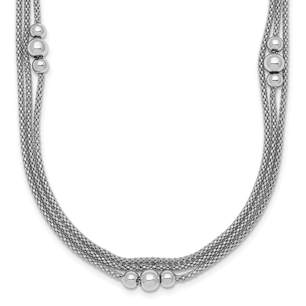 Sterling Silver Rhodium-plated Three Strand w/. ext. Bracelet