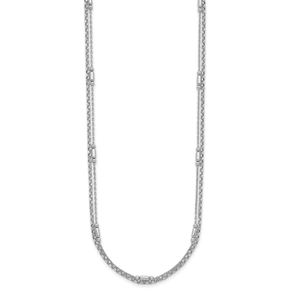 Sterling Silver Rhodium-plated Polished 2-strand 7 w/ ext Bracelet