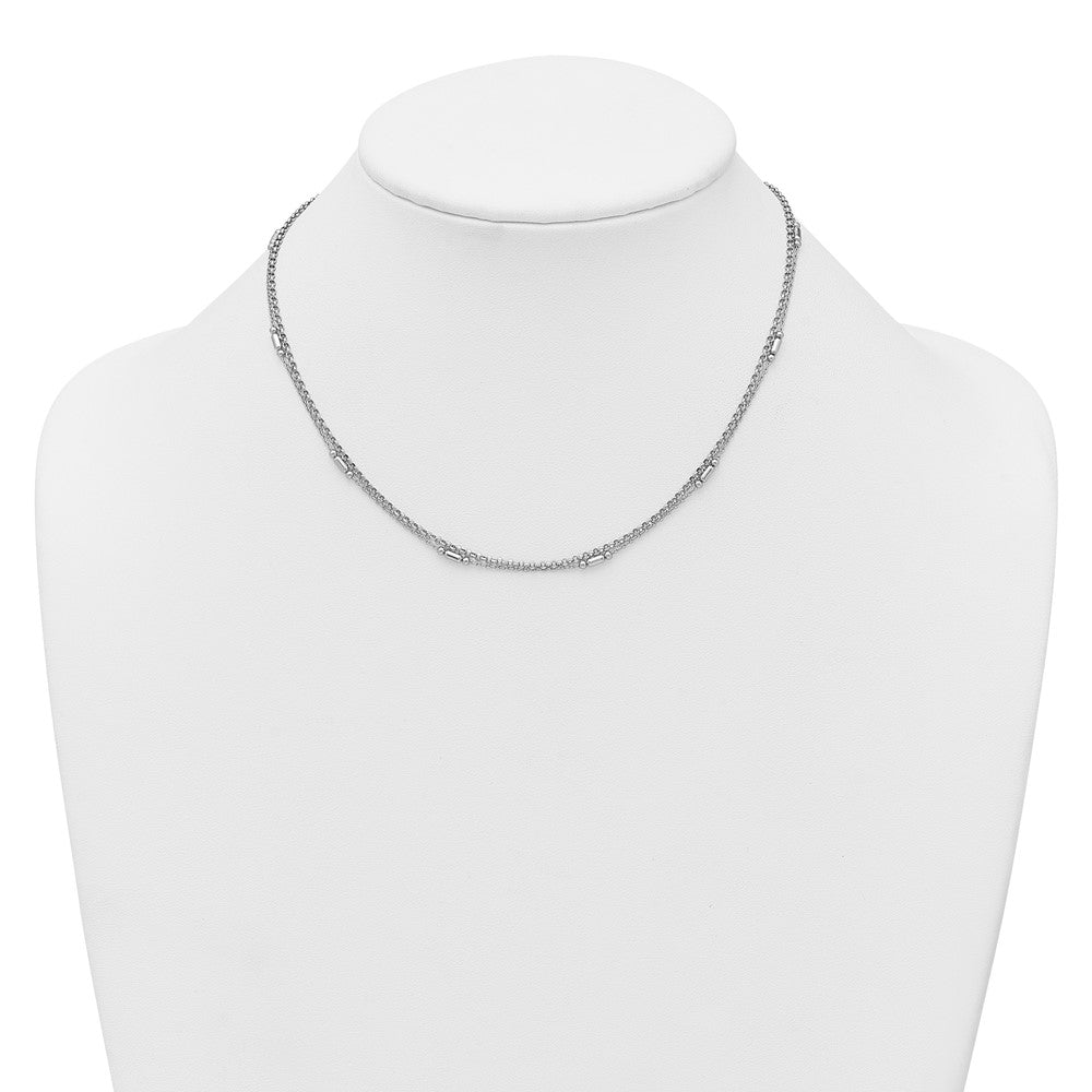 Sterling Silver Rhodium-plated Polished 2-strand 7 w/ ext Bracelet