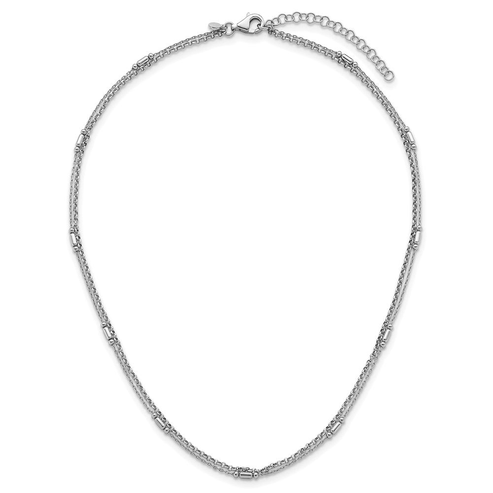 Sterling Silver Rhodium-plated Polished 2-strand 7 w/ ext Bracelet