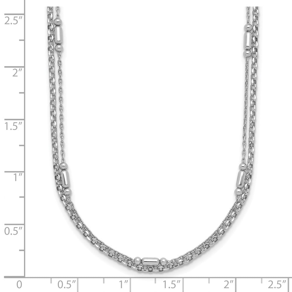 Sterling Silver Rhodium-plated Polished 2-strand 7 w/ ext Bracelet