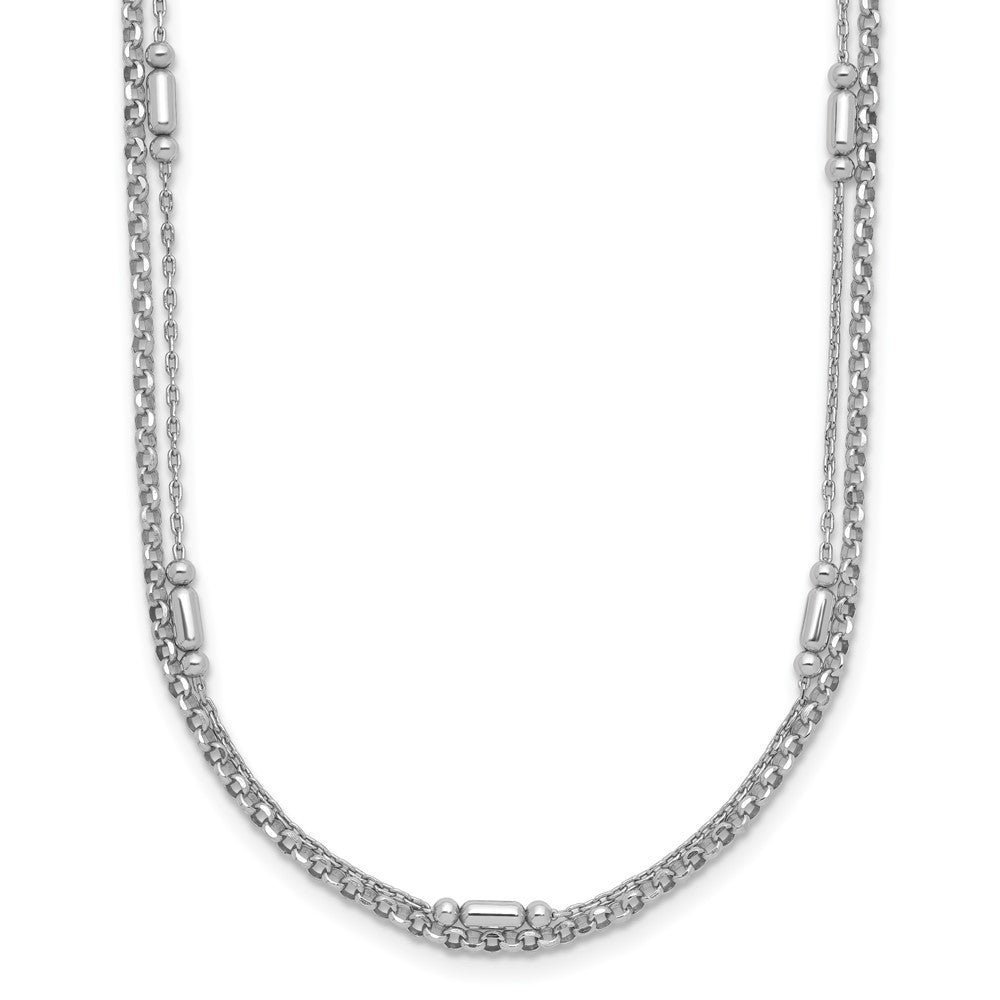 Sterling Silver Rhodium-plated Polished 2-strand 7 w/ ext Bracelet