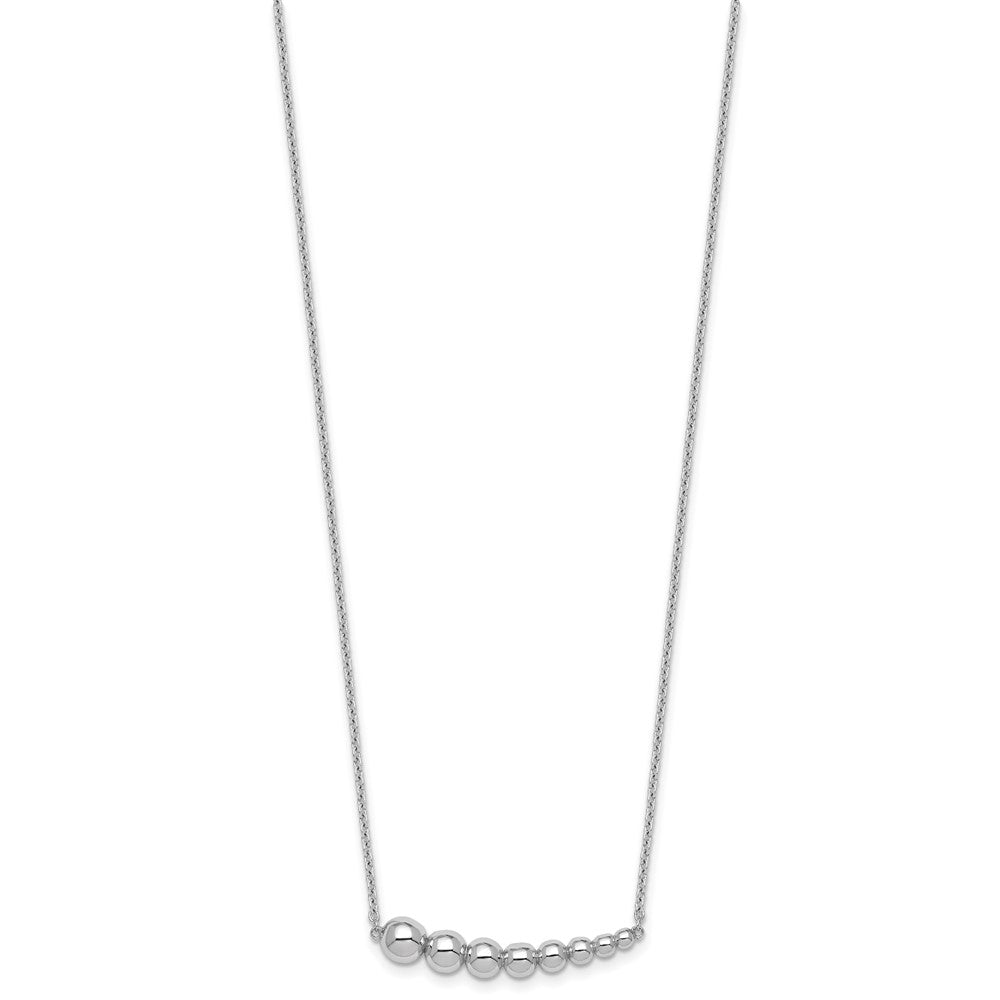 Sterling Silver RH-plated Graduated Beaded w/1.5in ext. Necklace