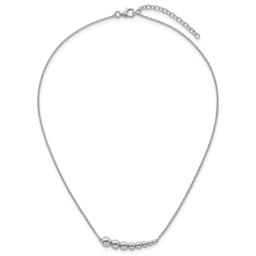 Sterling Silver RH-plated Graduated Beaded w/1.5in ext. Necklace