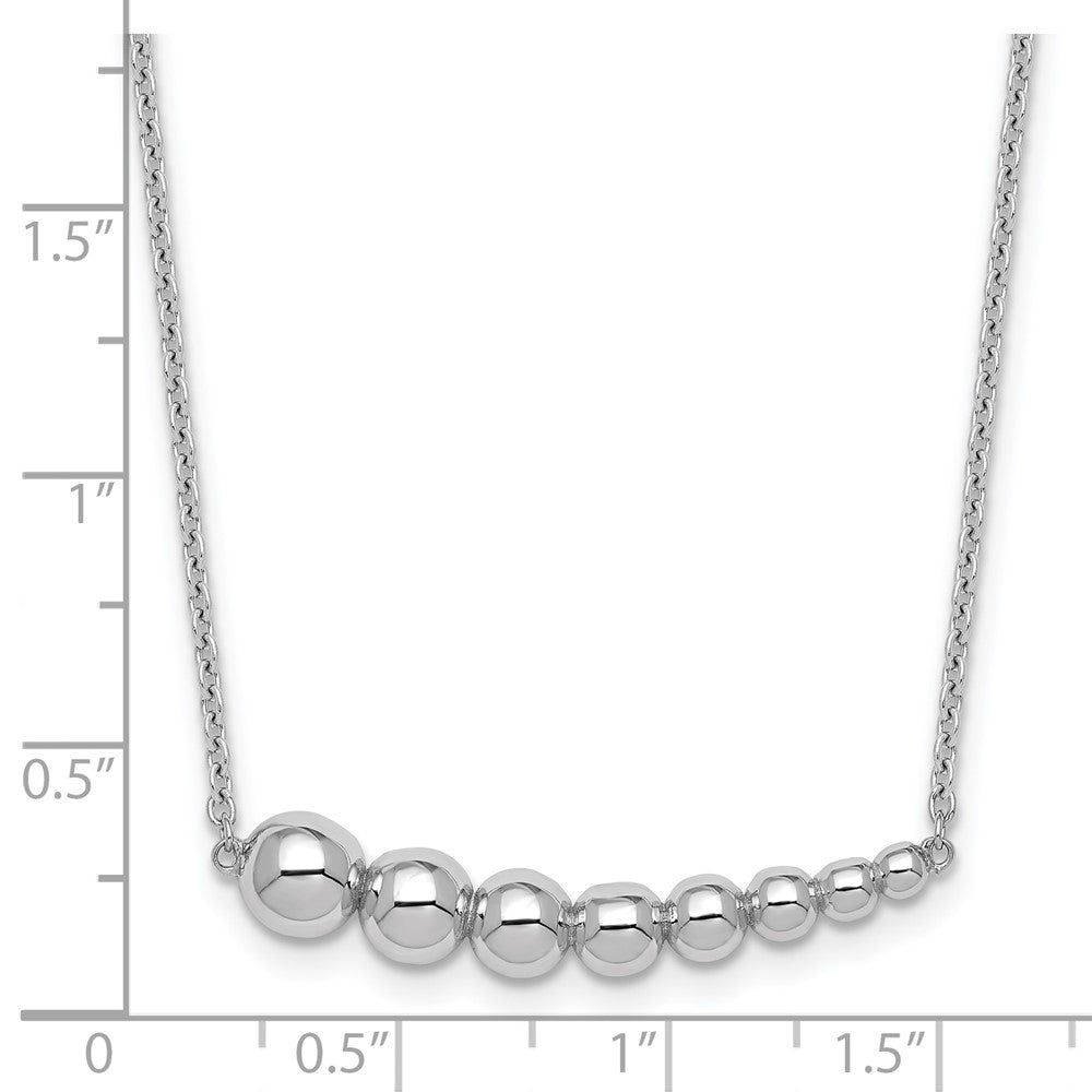 Sterling Silver RH-plated Graduated Beaded w/1.5in ext. Necklace