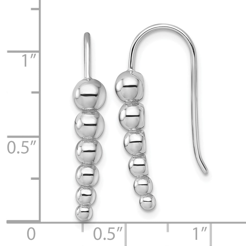 Sterling Silver RH-plated Graduated Beaded Shepherd Hook Earrings