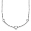 Sterling Silver Rh-plated Polished 3 Hearts 16in w/ 2in Ext Necklace