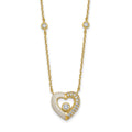 Sterling Silver Gold-tone CZ Enamel Heart . w/. ext Bracelet