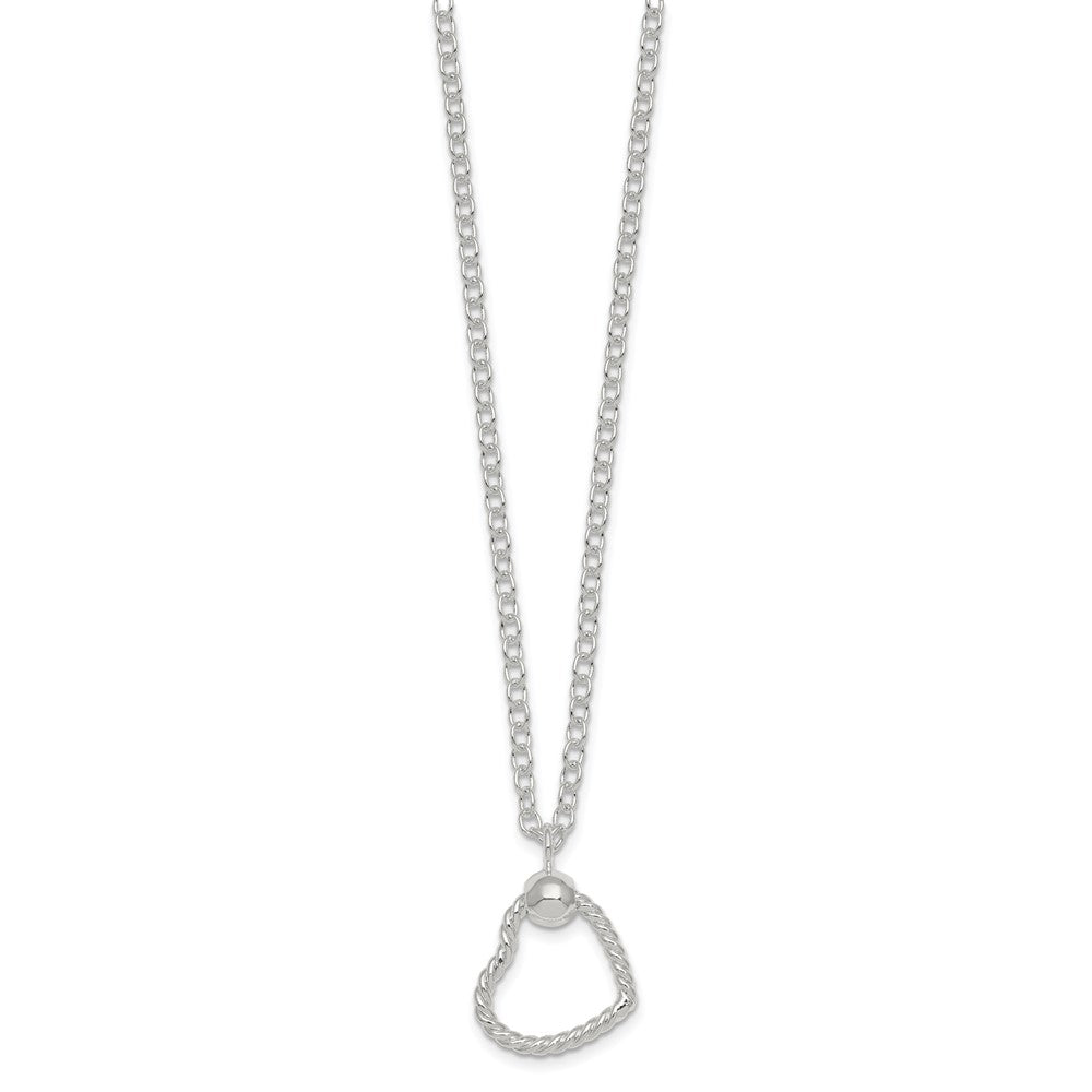 Sterling Silver Polished and Twisted Heart Bracelet