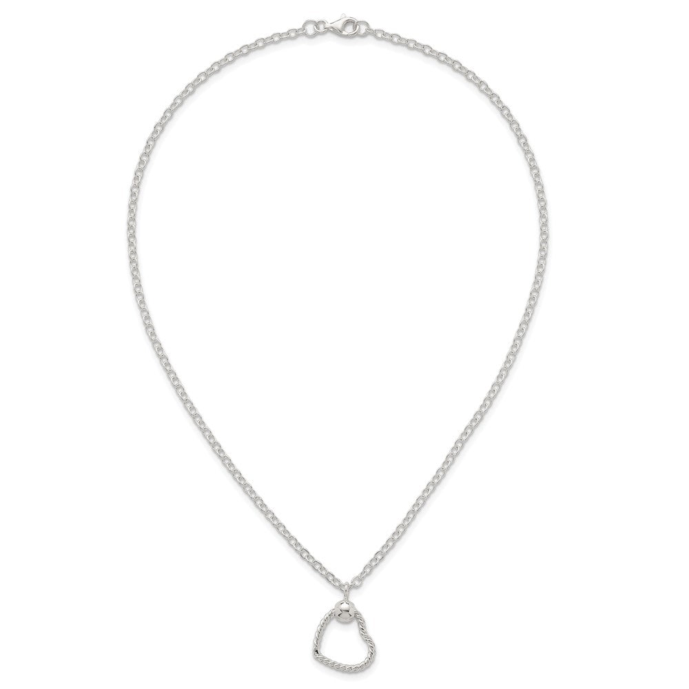 Sterling Silver Polished and Twisted Heart Bracelet