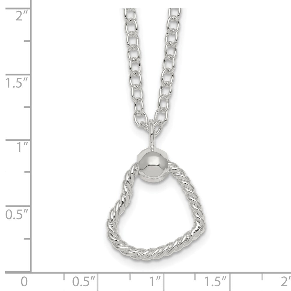Sterling Silver Polished and Twisted Heart Bracelet